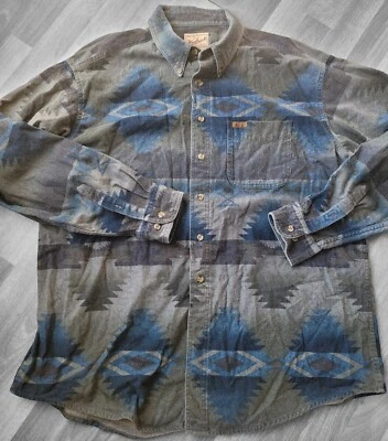Woolrich Vintage Men's Size 2XL Blue Aztec Print Long Sleeve Button Down Shirt - Image 1 of 4