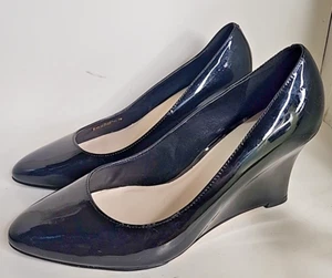 Cole Haan Black Patent Leather Wedge Heels Black Size 7 B - Picture 1 of 10
