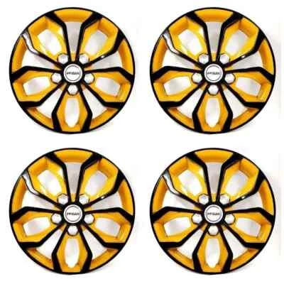 12 Inch Black Yellow Wheel Cover Wheel Cap Universal Model Set of 4 Pcs - Image 1 of 4