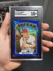 2021 Topps Heritage Mike Trout Blue Sparkle SGC 10 PSA BGS #169 Refractor ‼️🔥 - Picture 1 of 4