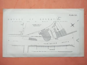 1898 Antique Map of Newington Butts widening. St Mary's churchyard - London - Picture 1 of 1