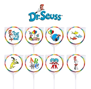 24 etiquetas adhesivas Dr. Seuss 1,67" para bolsa piruleta fiesta favores recompensa cumpleaños  - Imagen 1 de 1