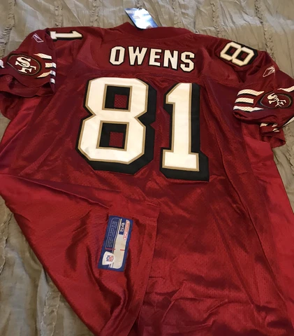 TERRELL OWENS San Francisco 49ERS Football REEBOK Authentic SEWN Jersey 54 New Cover