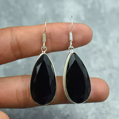 Wonderfull Black Onyx Gemstone 925 Sterling Silver Handmade Earring Y-8 - Image 1 of 4