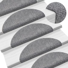 vidaXL 15x Self-adhesive Stair Mats Needle Punch 65x21x4cm Light Grey Rugs