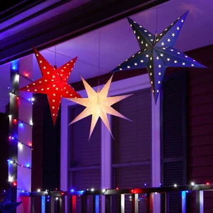 4th of July Hanging LED 5 Point Star Patriotic Independence Day Decoration - Picture 1 of 9