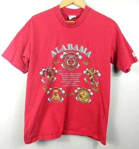 Vintage Nutmeg Alabama Crimson Tide 1831 Crest Adult Large Red Tshirt, Bama ! Cover