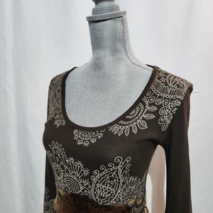 Desigual Womens Tisdale Black Dress Scoop Neck Style Long Sleeve Size Large - Foto 1 di 7