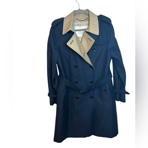Coach Cappotto Trench Doppiopetto Blu Navy Donna Taglia Large