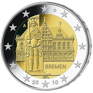 2010 Germany € 2 Euro Uncirculated Coin Bremen City Hall & Roland - Karlsruhe G - Picture 1 of 2