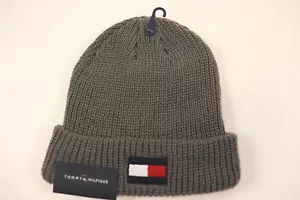 TOMMY HILFIGER Sombrero Para Hombre OS Gris Eslabón de Cadena Tejido Bordado Invierno NUEVO - Imagen 1 de 4