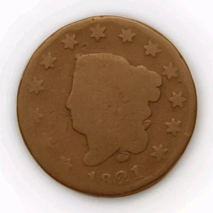 1821 Large Cent Coronet Head AG Eye Appeal - Picture 1 of 4