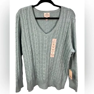 Nuevo suéter tejido con cable cuello en V St. John’s Bay para mujer talla 2X primavera pastel - Imagen 1 de 9