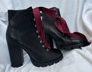 Schutz Zara Schnürstiefeletten Combat Style Blockabsatz Leder Booties Größe 9 B - Bild 1 von 19