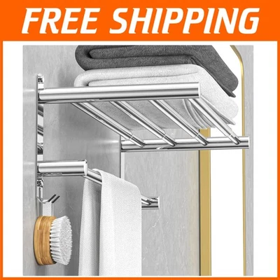 Toallero de acero inoxidable de fácil instalación - Doble estante ajustable para espacios limpios Foto 1 de 4