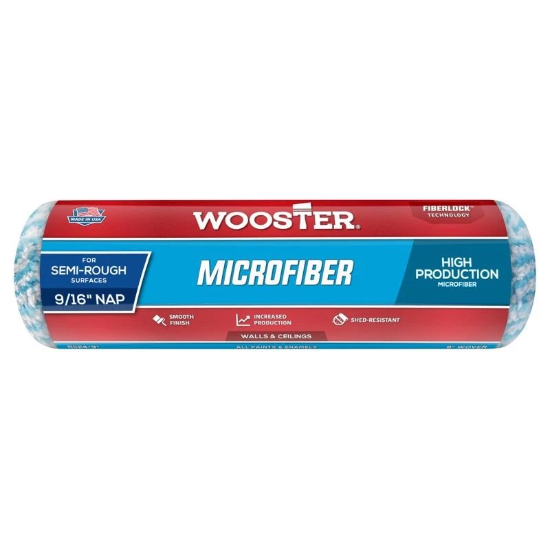 Wooster R526-9 capa de rolo de tinta de tecido de microfibra branca 9 x 3/8 cochilo. - Imagem 1 de 1