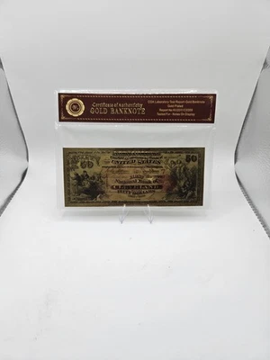 Gold 1875 $50 Fifty Dollars Banknote Collectible with Bag & Certificate - Image 1 of 4