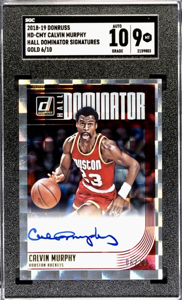 2018 DONRUSS HALL DOMINATOR GOLD AUTO /10 CALVIN MURPHY SGC 9 - Image 1 of 2