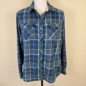 Marmot Shirt Womens Medium Blue Plaid Flannel Button Down Long Sleeve Outdoors - Picture 1 of 16