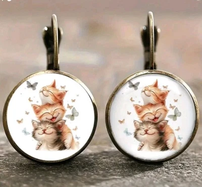 Pendientes Gato Tabby Joyería de Moda NUEVO Envío Gratis 1 Pulgada Foto 1 de 3