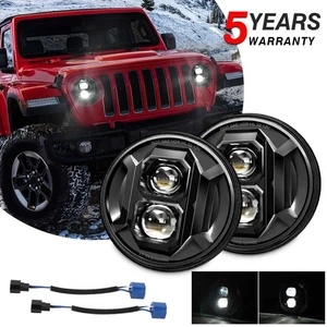 2x Faros LED redondos DOT 7" haz alto/bajo EMC para Jeep Wrangler JK JKU 2007-2017 - Imagen 1 de 12