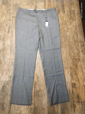Mens Pants 100% Wool Italian Flat Front Trousers Gray  Sz 40.  NWT $149.00 - Image 1 of 4