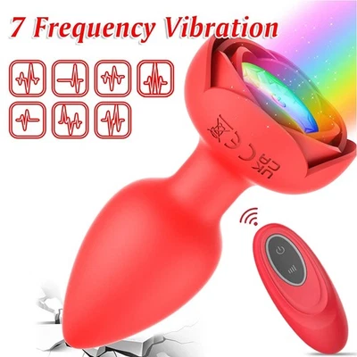 LED Anal Butt Plug Light Up Dildo Vibrator G-Spot Massager Sex Toys For Women US - Image 1 of 4