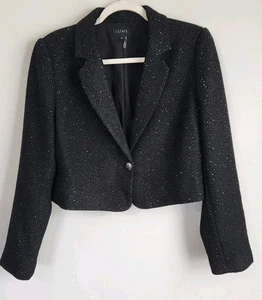 1. Blazer State negro dorado moteado tweed para mujer 12 grande un botón  - Imagen 1 de 8