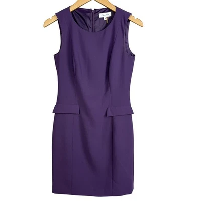 Calvin Klein Purple Sheath Dress Business Career Sleeveless Size 2P - Image 1 of 4