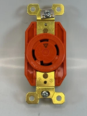 HUBBELL Twist-Lock Receptacle Isolated Ground 30A 125V NEMA L14-30R Orange New - Image 1 of 4