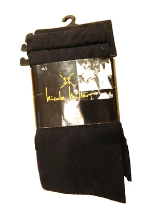 Nicole Miller Women's Black Opague Tights M/L Footed 3 Pairs new Nip - Image 1 of 4