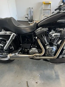 2 into 1 HD Exhaust Pipe Header Muffler Fits Harley-Davidson Motorcycle Dyna fxd - Picture 1 of 8