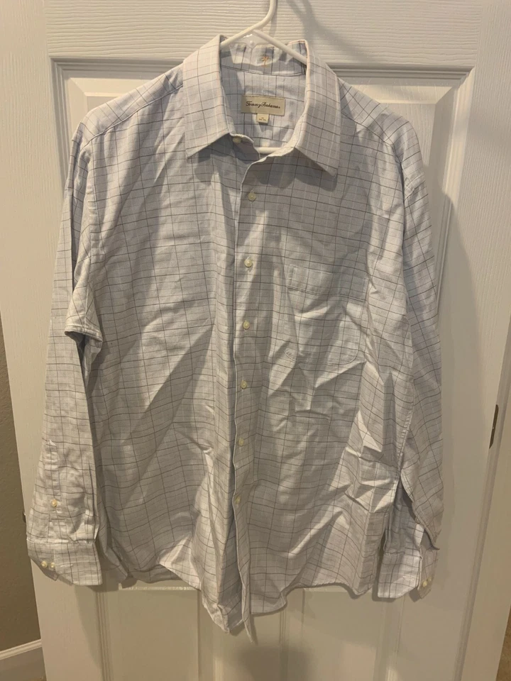Tommy Bahama Men's Long Sleeve Cotton Shirt - Blue Plaid - 16/ 34-35 - Image 1 of 4