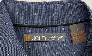 John Henry Mens Long Sleeve Button Down Long Sleeve Dress Shirt Size Large Blue - Picture 1 of 14