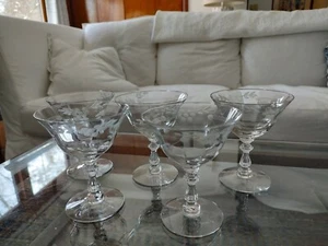 Set 5 Cut Crystal High Champagne or Sherbet Glasses - Picture 1 of 5