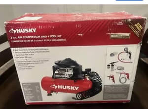 HUSKY 2 GALLON HOT DOG AIR COMPRESSOR & BONUS 4 TOOL KIT NEW IN BOX FREE SHIP - Picture 1 of 4