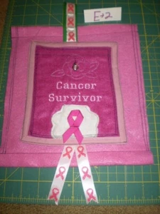 Cancer Survivor Embroidered Wall Hanging Plaque Red Pink Felt Fabric Handmade - Picture 1 of 5