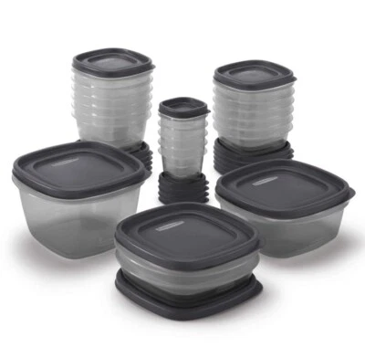 New in Box! Rubbermaid 42 Piece Press & Lock Food Storage Set Dark Gray - Image 1 of 4