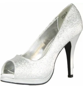 Rampage Gracee Platform Pump Heels, Silver Sparkle Size 8 NEW - Picture 1 of 6