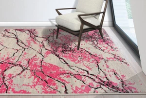 LoomBloom Lightning Pink Beige Black Modern & Contemporary Area Rug Multi Sizes - Picture 1 of 12
