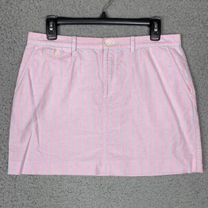 Ralph Lauren Damen 10 rosa Baumwolle vertikal gestreift kurzer Rock Taschen adrett - Bild 1 von 9