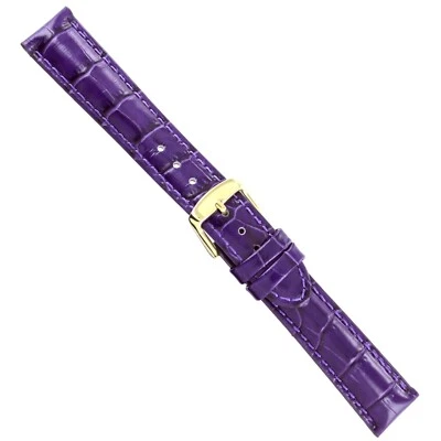 18mm deBeer Baby Crocodile Grain Purple Padded Stitched Watch Band Regular - Image 1 of 3