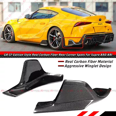 For 2020-25 Toyota GR Supra MK5 V2 Winglet Carbon Fiber Rear Bumper Corner Spats - Image 1 of 4