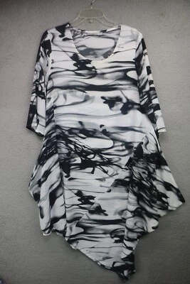 Vestido asimétrico Bryn Walker manga 3/4 negro/blanco-talla pequeña-grande-BOHO Foto 1 de 4