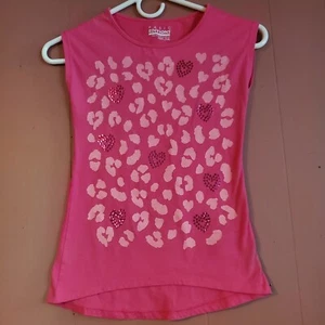 Basic Editions Girls' M (7/8) Embellished Heart Themed Pink T-shirt - Picture 1 of 5