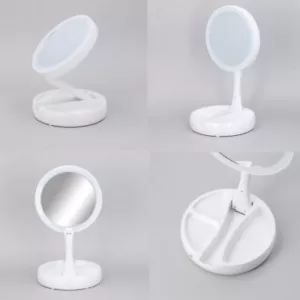 US 1-2 Pc Double Sided Magnifying LED Vanity Mirror Height Adjustable Foldable - Picture 1 of 20