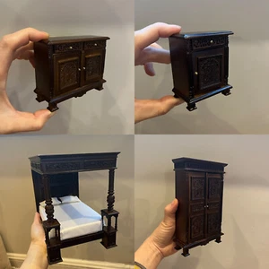 1:12 Mini Doll House Miniature Furniture Medieval Tudor Bedroom Suit Eden Toy - Picture 1 of 22
