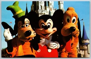 Postal Florida Walt Disney World WDW-1801 Goofy Mickey Pluto Bienvenido Como Puede Ser - Imagen 1 de 2