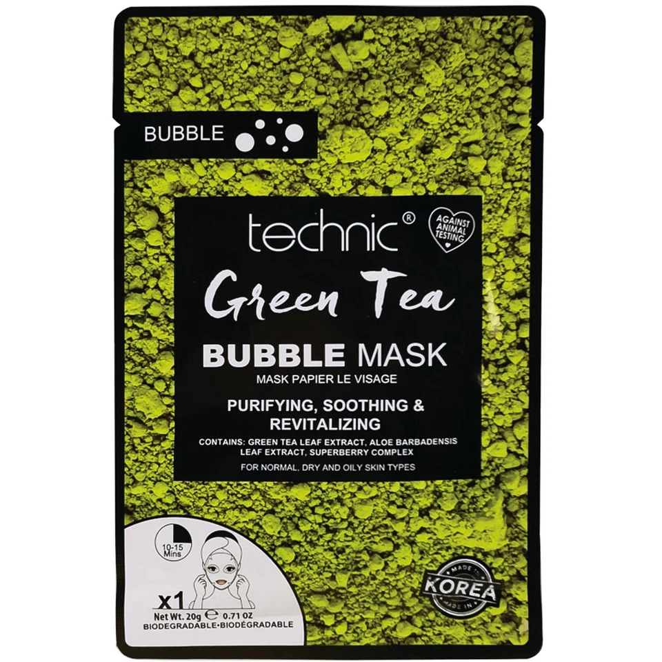 TECHNIC Green Tea Purifying, Soothing & Revitalizing Bubble Face Mask 20g *NEW* - Image 1 of 1