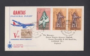 Flight Cover - QANTAS - First Djakarta/London - Feb 62 - Eustis & Frommer 1473 - Picture 1 of 2